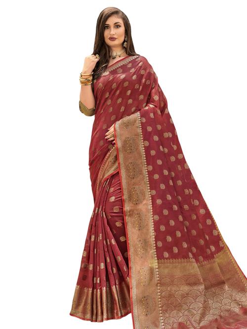 jacquard work woven saree with blouse - 17962326 - Very Small Image - 1