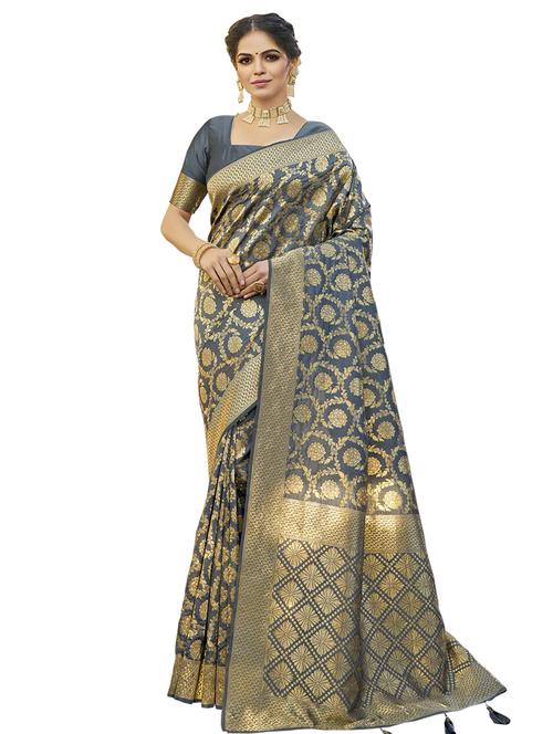 jacquard work woven saree with blouse - 17962356 - Very Small Image - 1