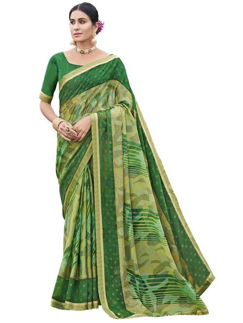 contrast border abstract print saree with blouse - 17962586 - Very Small Image - 1