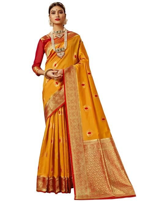 jacquard work woven saree with blouse - 17962602 - Very Small Image - 1