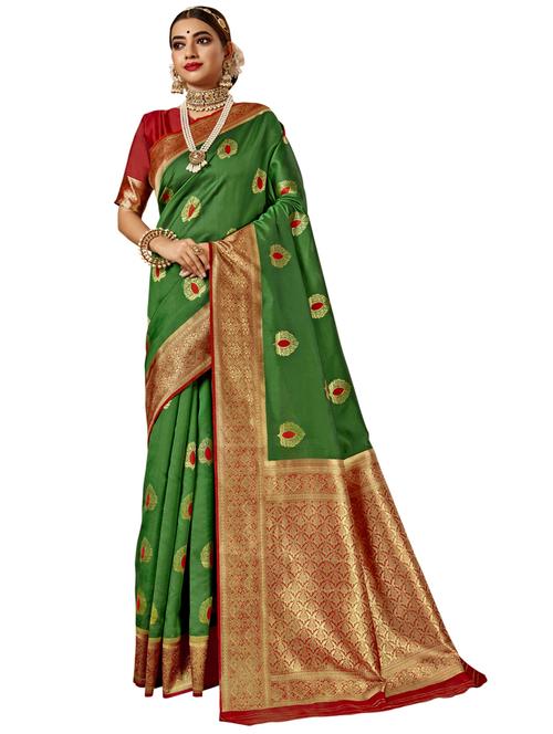 jacquard work woven saree with blouse - 17962603 - Very Small Image - 1