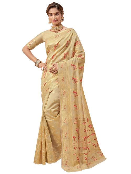 jacquard work baluchari saree with blouse - 17962626 - Very Small Image - 1