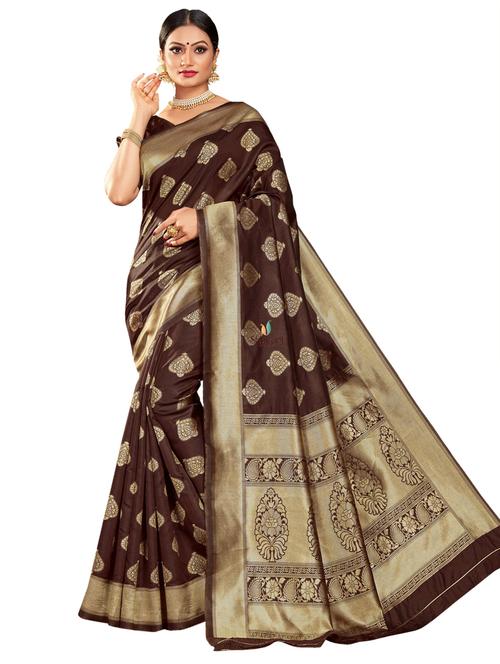 jacquard work woven saree with blouse - 17962664 - Very Small Image - 1