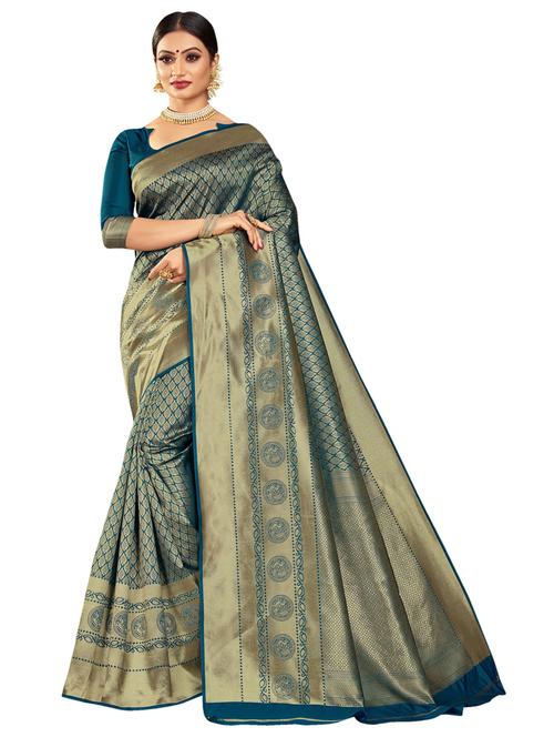 jacquard work woven saree with blouse - 17962670 - Very Small Image - 1