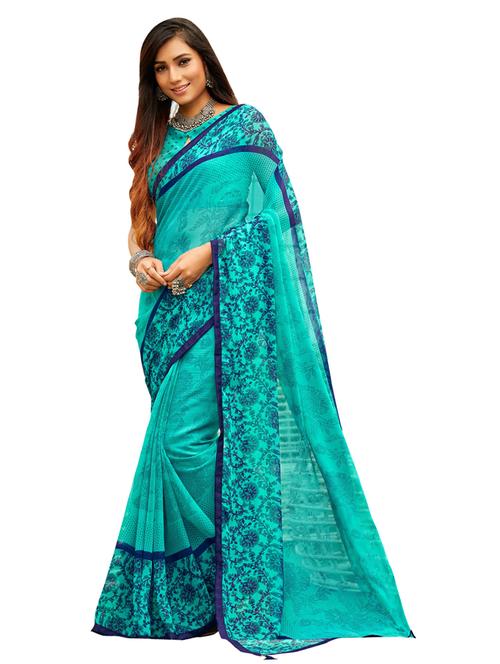 floral printed saree with blouse - 17962882 - Very Small Image - 1