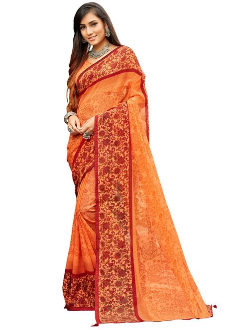 floral printed saree with blouse - 17962885 - Very Small Image - 1