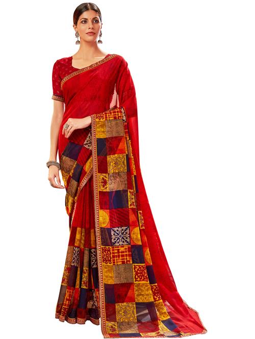 abstract printed saree with blouse - 17962905 - Very Small Image - 1