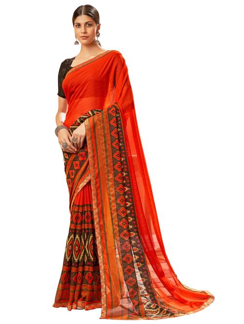 ikat printed saree with blouse - 17962915 - Very Small Image - 1