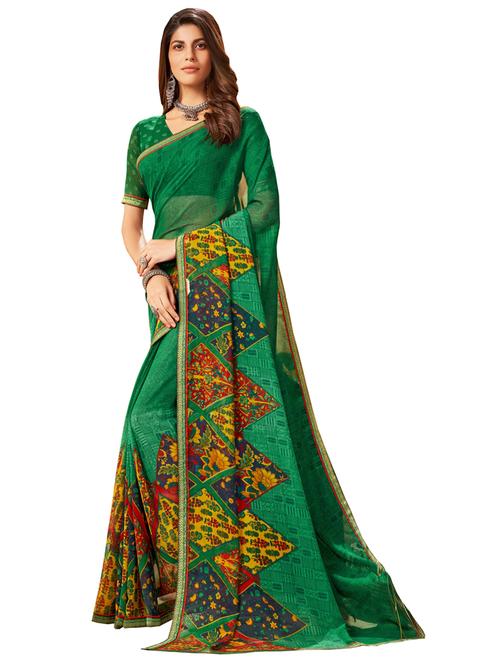 floral printed saree with blouse - 17962916 - Very Small Image - 1