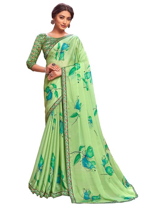 floral printed saree with blouse - 17962923 - Very Small Image - 1