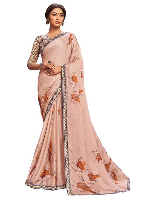 floral printed saree with blouse - 17962924 - Very Small Image - 1