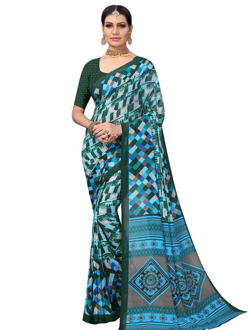 abstract printed saree with blouse - 17963724 - Very Small Image - 1