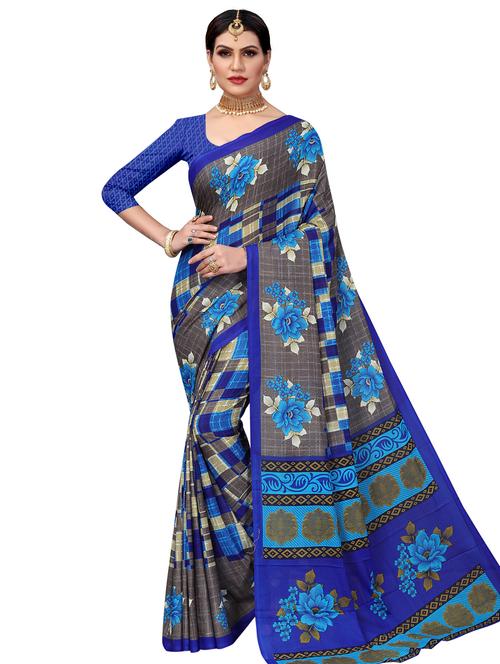 floral printed saree with blouse - 17963725 - Very Small Image - 1