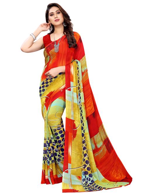 multi colored georgette printed saree - 17963755 - Very Small Image - 1