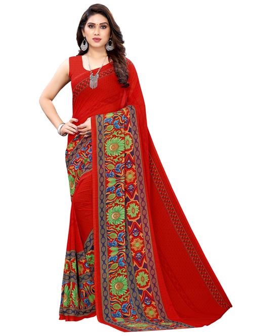 floral printed saree with blouse - 17963761 - Very Small Image - 1