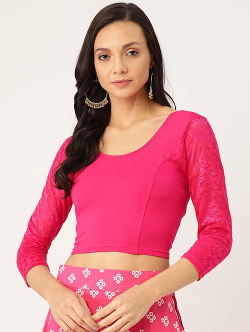 pink cotton solid blouse - 17963915 - Very Small Image - 1