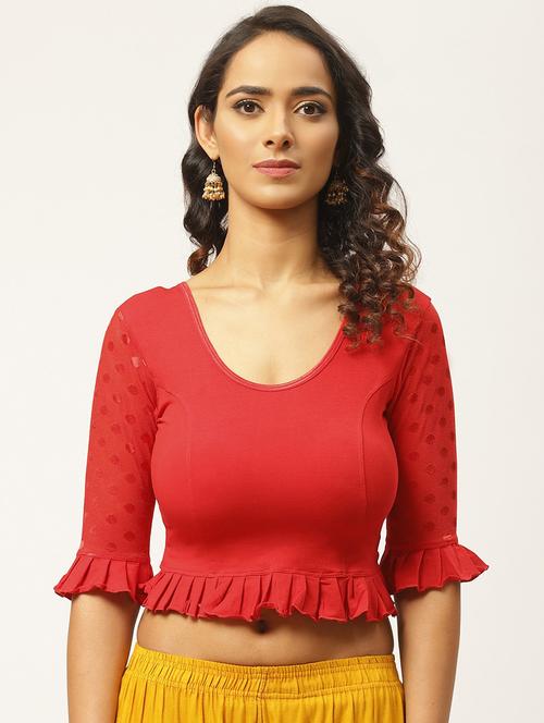 red cotton solid blouse - 17963923 - Very Small Image - 1