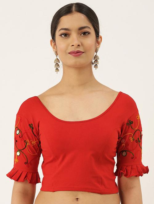 red cotton solid blouse - 17963940 - Very Small Image - 1