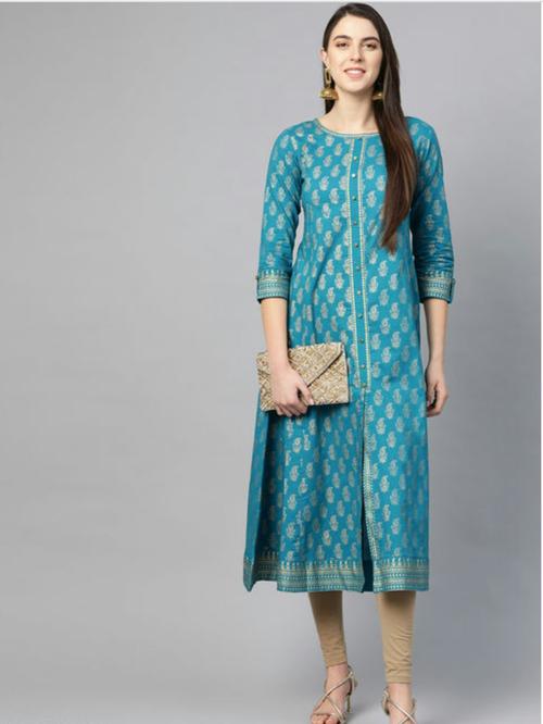 sky blue cotton kurta - 17964027 - Very Small Image - 1