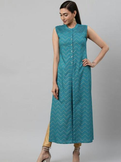 sky blue cotton kurta - 17964029 - Very Small Image - 1