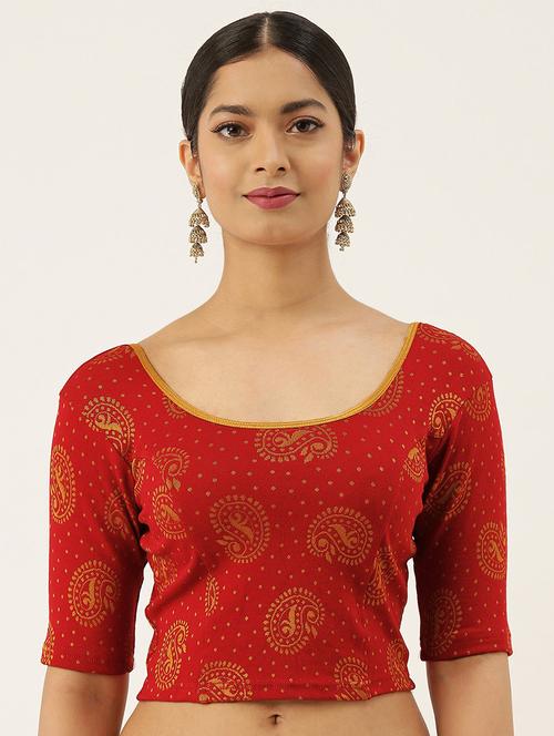red cotton solid blouse - 17964937 - Very Small Image - 1