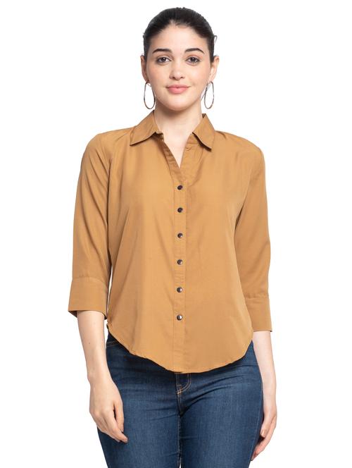 curved hem solid shirt - 17965410 - Very Small Image - 1