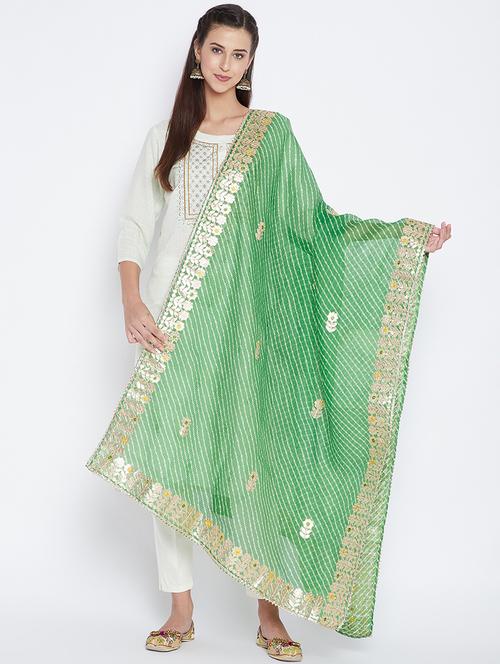 green cotton blend dupatta - 17965583 - Very Small Image - 1