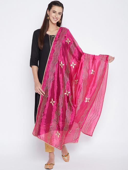 magenta silk blend dupatta - 17965606 - Very Small Image - 1