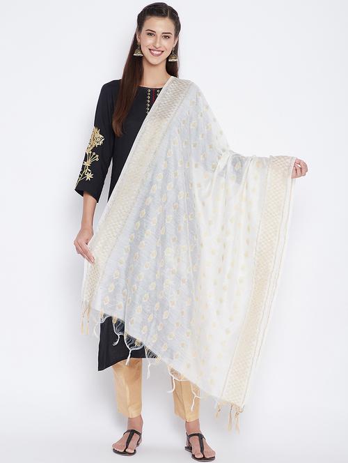white viscose dupatta - 17965616 - Very Small Image - 1