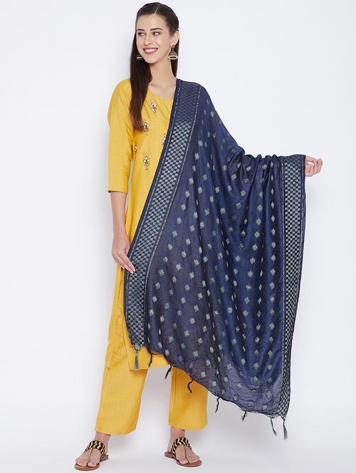navy viscose dupatta - 17965621 - Very Small Image - 1