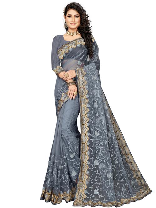 tonal embroidered saree with blouse - 17967387 - Very Small Image - 1