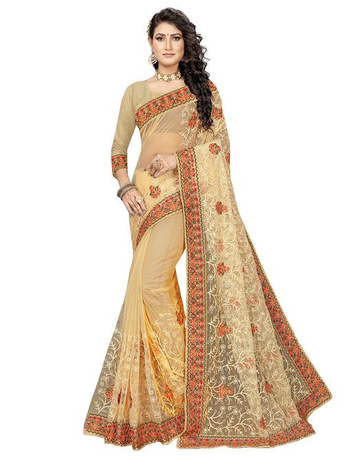 tonal embroidered saree with blouse - 17967388 - Very Small Image - 1