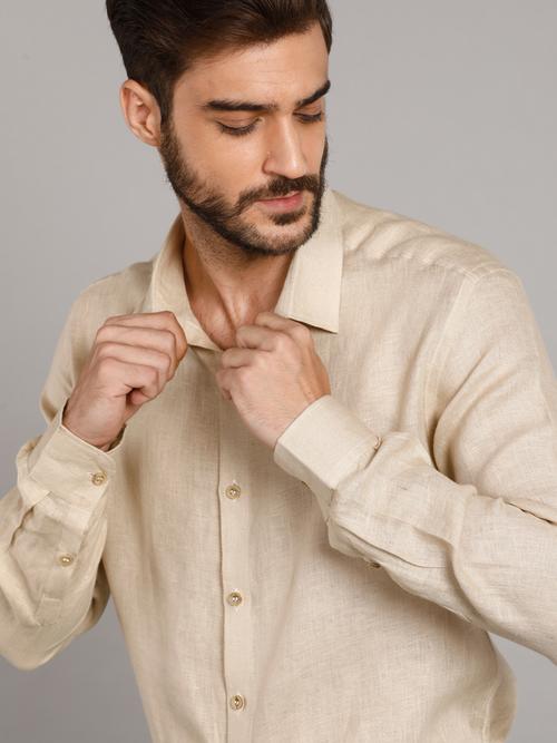 laidback linens men casual pure beige - 17967464 - Very Small Image - 1