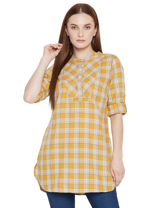 yellow checkered regular tunic - 17968209 - Very Small Image - 1