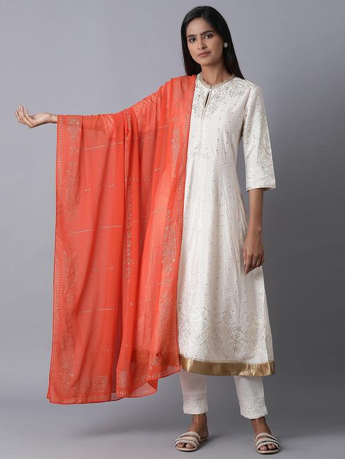 orange polyester dupatta - 17968484 - Very Small Image - 1