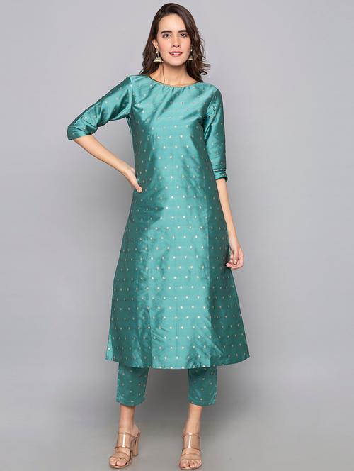 teal a-line kurta - 17968551 - Very Small Image - 1