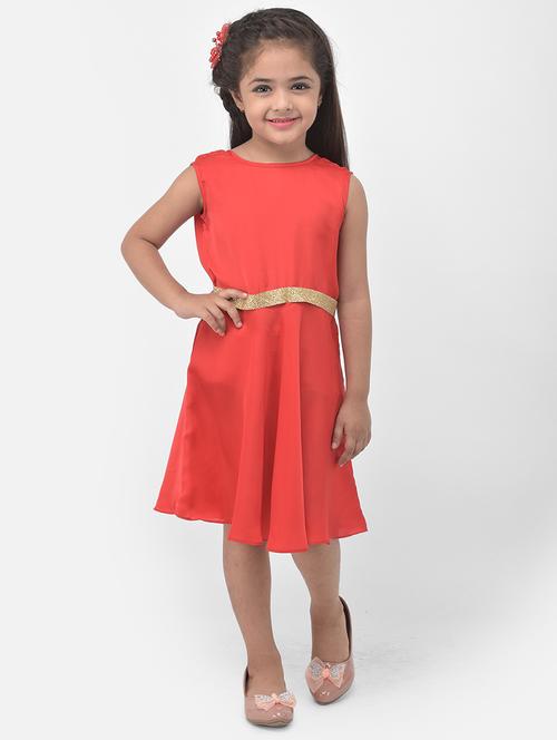 red solid frock - 17968701 - Very Small Image - 1