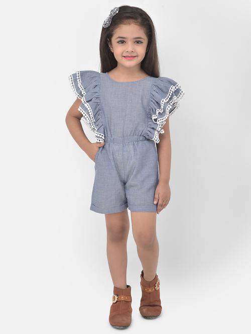 pompom laced solid playsuit - 17968727 - Very Small Image - 1