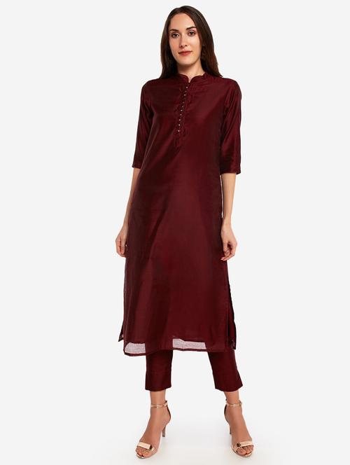 solid kurta pant set - 17968770 - Very Small Image - 1