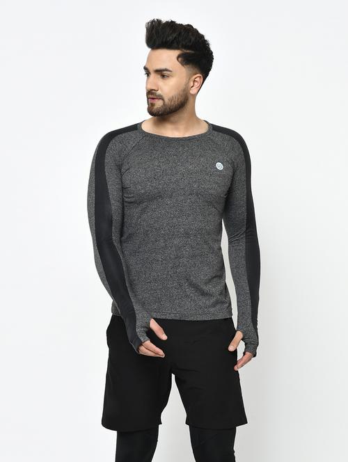 grey self design t-shirt - 17969145 - Very Small Image - 1
