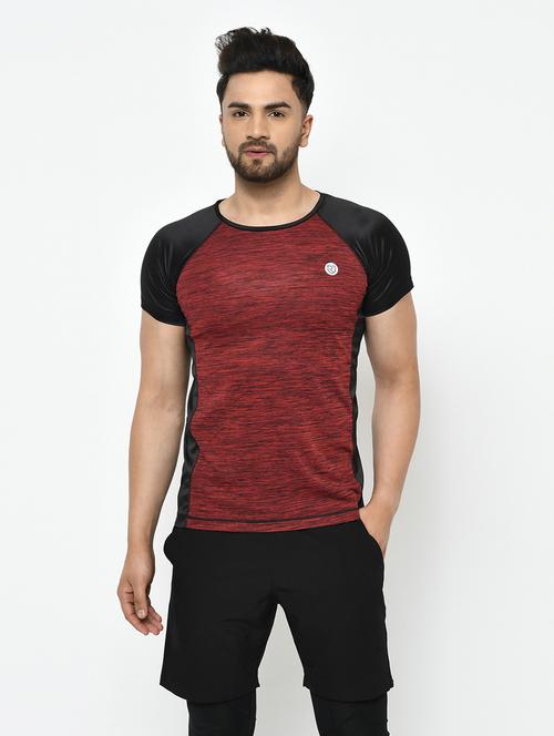 maroon self design t-shirt - 17969147 - Very Small Image - 1