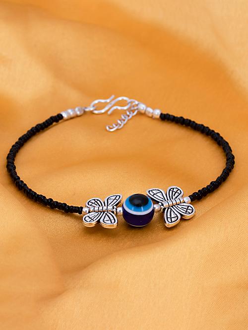 oxidized butterfly adjustable beads anklet - 17969274 - Very Small Image - 1
