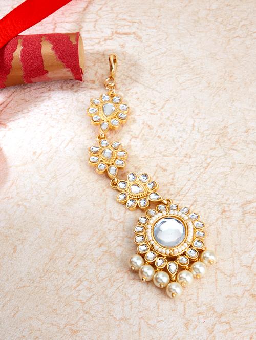 gold plated maang teeka - 17969357 - Very Small Image - 1