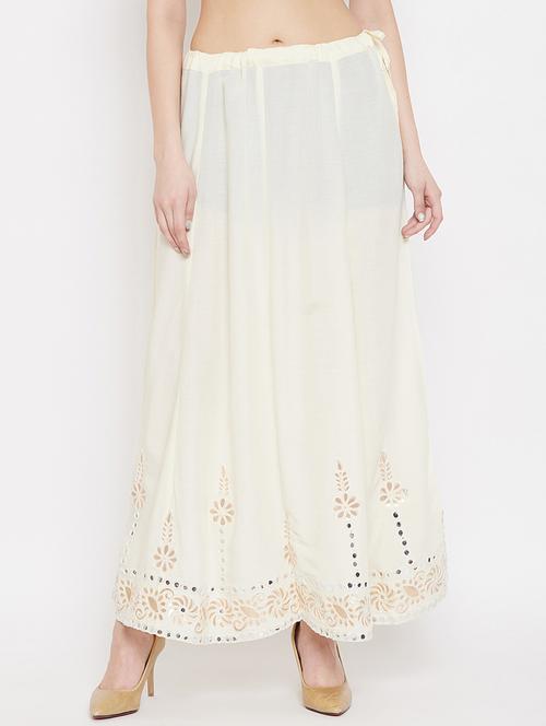 offwhite rayon flared skirt - 17969484 - Very Small Image - 1