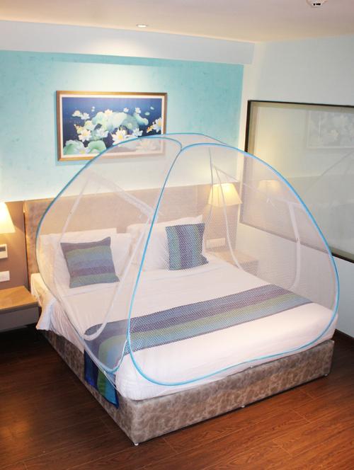 designer blue mosquito net foldable double bed net king size - 17969851 - Very Small Image - 1