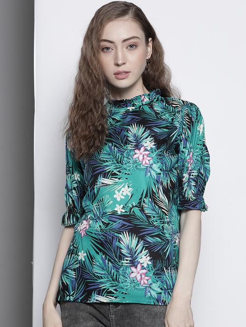 mock neck printed top - 17970267 - Very Small Image - 1
