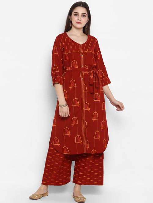 printed kurta palazzo set - 17970297 - Very Small Image - 1