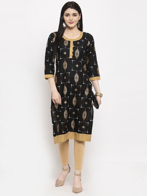 gold print straight kurta - 17970323 - Very Small Image - 1