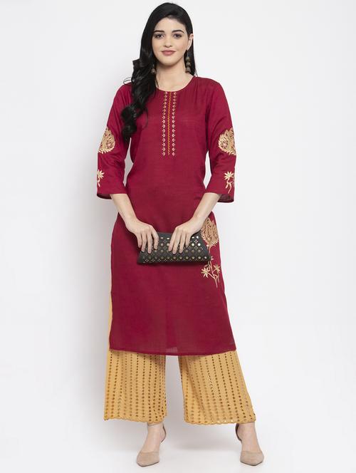 embroidered kurta palazzo set - 17970336 - Very Small Image - 1
