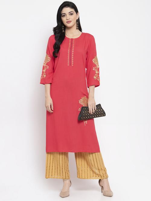 embroidered straight kurta - 17970337 - Very Small Image - 1